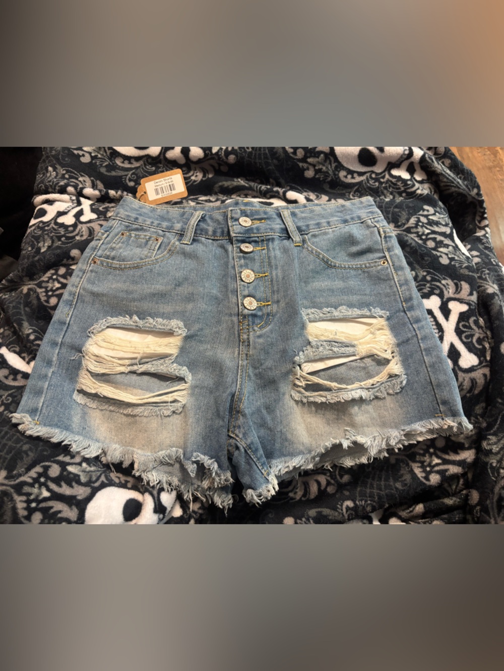 Distressed Light Blue Denim Shorts for Women